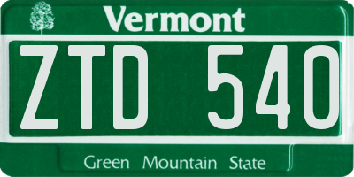 VT license plate ZTD540