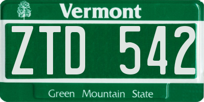 VT license plate ZTD542