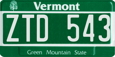 VT license plate ZTD543
