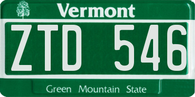 VT license plate ZTD546