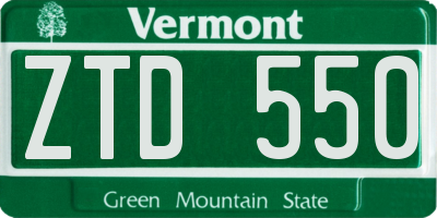 VT license plate ZTD550