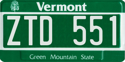 VT license plate ZTD551