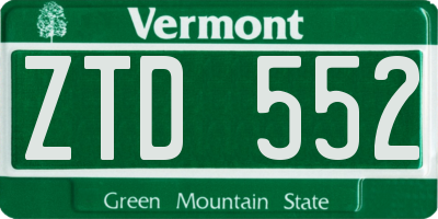 VT license plate ZTD552