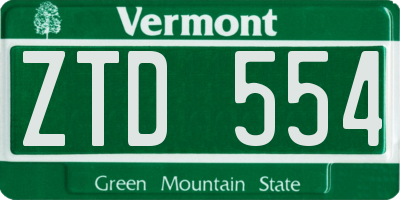 VT license plate ZTD554