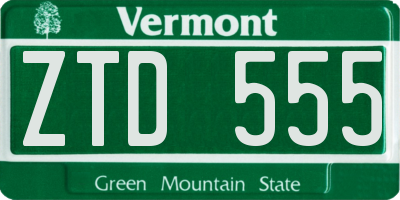 VT license plate ZTD555