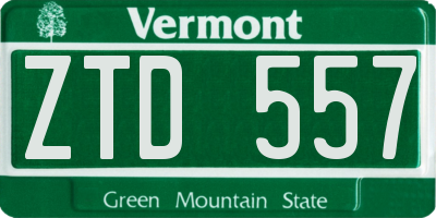 VT license plate ZTD557