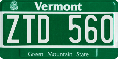 VT license plate ZTD560
