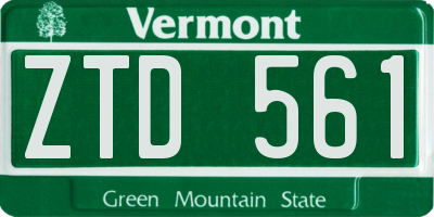VT license plate ZTD561