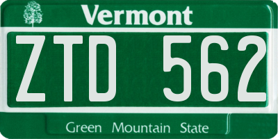 VT license plate ZTD562