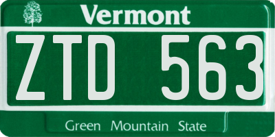 VT license plate ZTD563