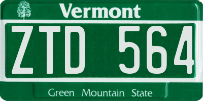 VT license plate ZTD564