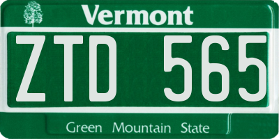 VT license plate ZTD565