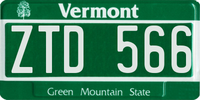 VT license plate ZTD566