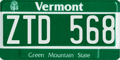 VT license plate ZTD568