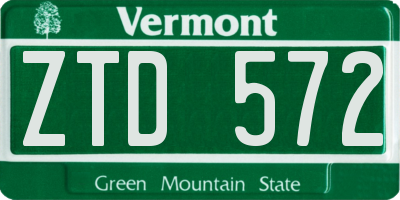 VT license plate ZTD572