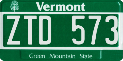 VT license plate ZTD573