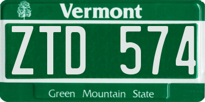VT license plate ZTD574