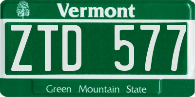 VT license plate ZTD577