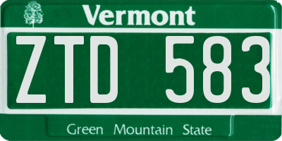 VT license plate ZTD583