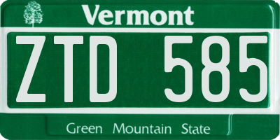 VT license plate ZTD585