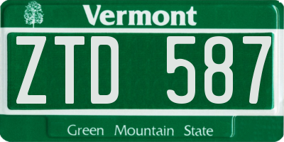 VT license plate ZTD587