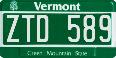 VT license plate ZTD589
