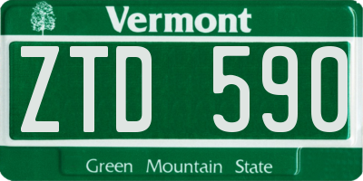 VT license plate ZTD590