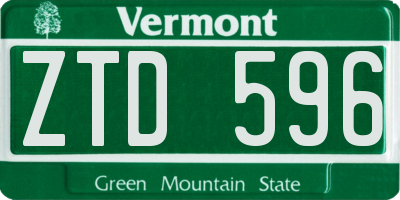 VT license plate ZTD596