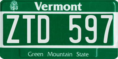 VT license plate ZTD597