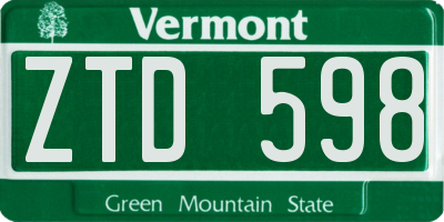 VT license plate ZTD598