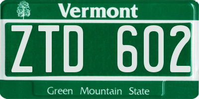 VT license plate ZTD602