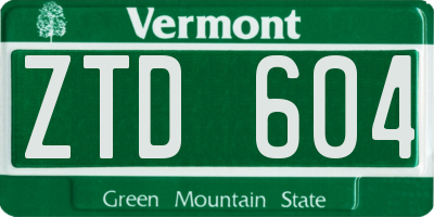 VT license plate ZTD604