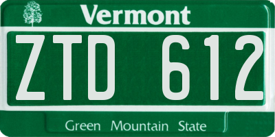 VT license plate ZTD612
