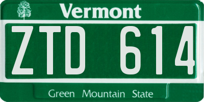VT license plate ZTD614