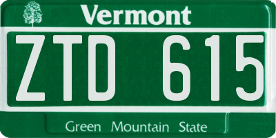 VT license plate ZTD615