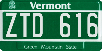 VT license plate ZTD616