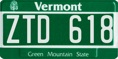 VT license plate ZTD618