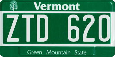 VT license plate ZTD620