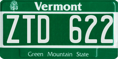 VT license plate ZTD622