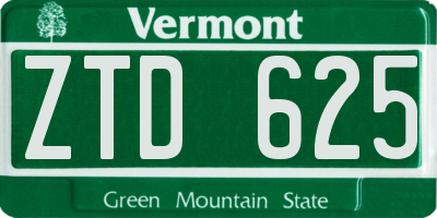 VT license plate ZTD625