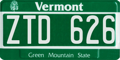 VT license plate ZTD626