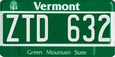 VT license plate ZTD632