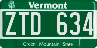 VT license plate ZTD634
