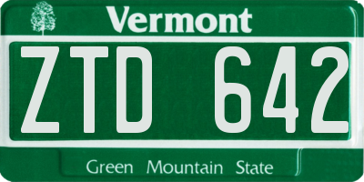 VT license plate ZTD642