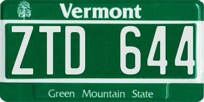 VT license plate ZTD644