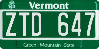 VT license plate ZTD647