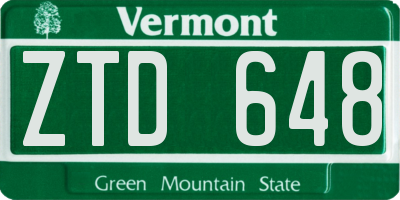 VT license plate ZTD648