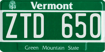 VT license plate ZTD650