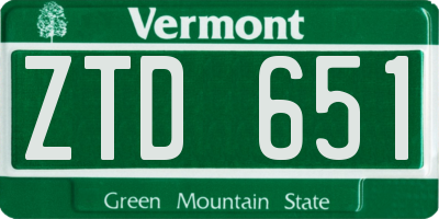 VT license plate ZTD651