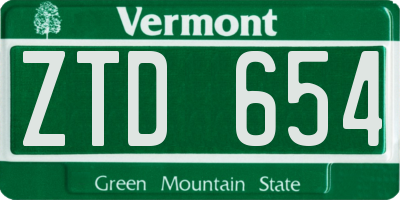 VT license plate ZTD654
